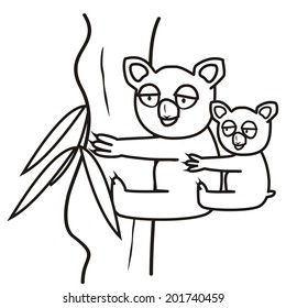 koala, coloring book, vector icon