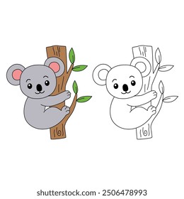 Koala coloring pages for kids. Trace and color koala. Coloring page outline of koala. Koala tracing worksheet. Kindergarten and preschool activity. Animal tracing worksheet for kids preschool.