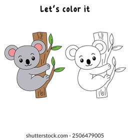 Koala coloring pages for kids. Trace and color koala. Coloring page outline of koala. Koala tracing worksheet. Kindergarten and preschool activity. Animal tracing worksheet for kids preschool.
