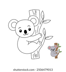 Koala coloring pages for kids. Trace and color koala. Coloring page outline of koala. Koala tracing worksheet. Kindergarten and preschool activity. Animal tracing worksheet for kids preschool.