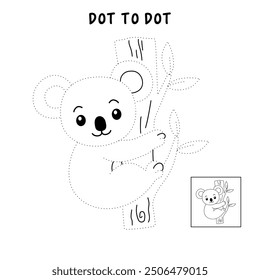 Koala coloring pages for kids. Trace and color koala. Coloring page outline of koala. Koala tracing worksheet. Kindergarten and preschool activity. Animal tracing worksheet for kids preschool.