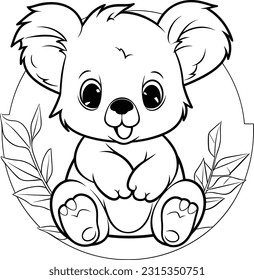 Koala, Farbbuch für Kinder, Vektorgrafik