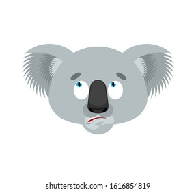 Koala confused emoji. koala bear perplexed emotions avatar. Beast surprise. Vector illustration