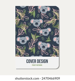 koala cover design - cute koala seamless pattern great for planner, cover, diary, stationery.