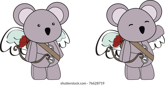 koala cupid cartoon set in vector format