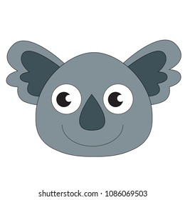 Koala cute face cartoon. Outlined illustration with thin line black stroke