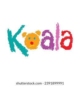 Letras dibujadas a mano por Koala Cute. Ilustración vectorial.