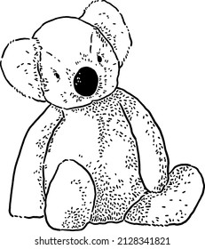 Koala Doll Animal Soft Toy Hand Drawn Line Art Illustration