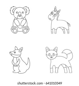 Koala, donkey, fox, kangaroo.Animal set collection icons in outline style vector symbol stock illustration web.