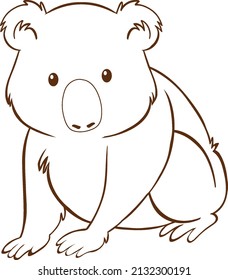 Koala en doodle estilo simple en ilustración de fondo blanco