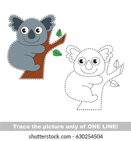 Koala. Dot to dot educational game for kids, the one line tracing page.