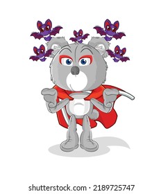 die Koala Dracula Illustration. Zeichenvektor