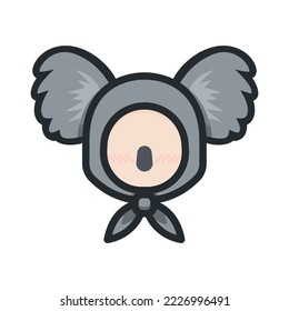 Koala ear face hoodie head icon on a white background. Vector illustration