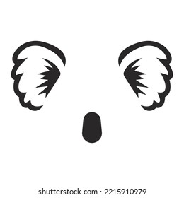 Icono del oído de Koala sobre un fondo blanco. Ilustración del vector