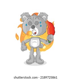 the koala eat hot chilie mascot. cartoon vector