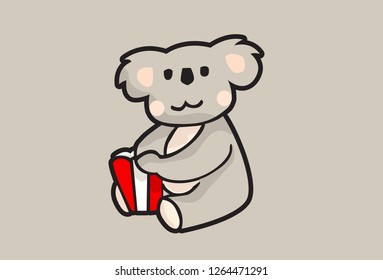 Koala eat popcorn