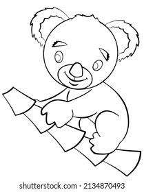 Koala. Elemento para colorear página. Estilo de caricatura.