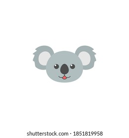 Koala emoji head. Animal cute emotion face. Vector illustration isolated on white.