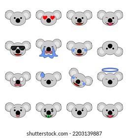 koala emoticons vector pack isolated on white background. eps 10
