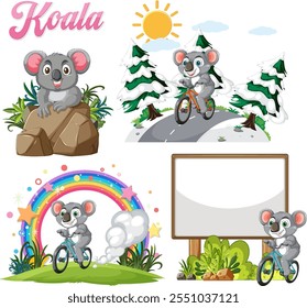 Koala apreciando o ciclismo e a beleza da natureza