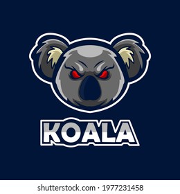 Koala esport Logo Design Template. Koala logo icon.
