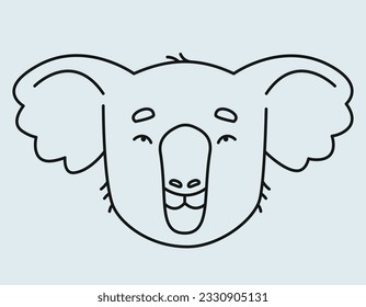 Koala face in doodle style. Cute Australian animal.