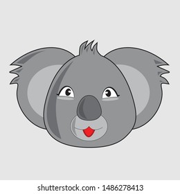 koala face in grey background