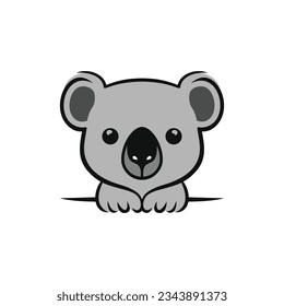 Koala face Logo clipart of cute Koalas bear head silhouette vector, marsupial animal symbol, mascot icon. isolated on white background.