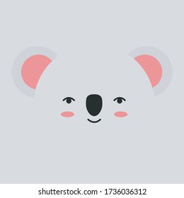 Koala Face postcard vector illustration in cute, adorable, flat style