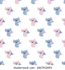 Koala Family Time Vector Graphic Cartoon Seamless Pattern for Background and Apparel Design