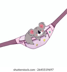 koala fanny pack illustration. tshirt graphic print pattern. kids clothing, fashion and more
