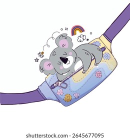 koala fanny pack illustration. tshirt graphic print pattern. kids clothing, fashion and more