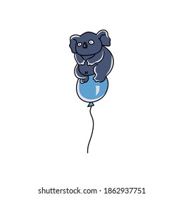 koala flying with balloons, vector graphic illustration, used for stickers, templates, icons, logos, clothing designs and other designs