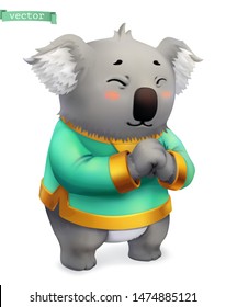 Koala, funny animal. 3d vector icon