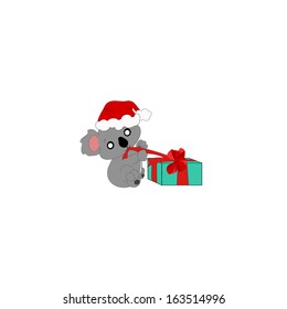 Koala and gift box 