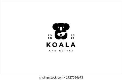koala with guitar music logo vector icon design
