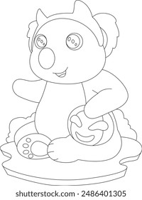 Koala Halloween Pumpkin Animal Vector Graphic Art Illustration