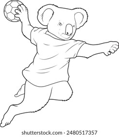 Koala Handball player Handball Animal Vector Graphic Art Illustration