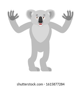 Koala happy. koala bear merry. Beast Joyful. Vector illustration