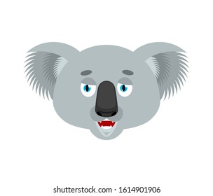 Koala happy emoji. koala bear merry emotions avatar. Beast Joyful. Vector illustration