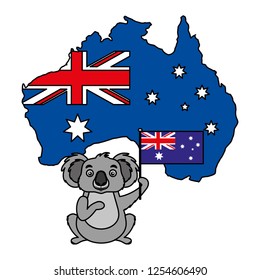 koala with hat australian flag map
