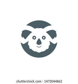 koala head circle design vector