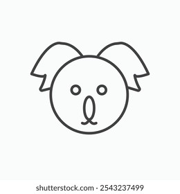 Koala head icon in black outlined and solid.