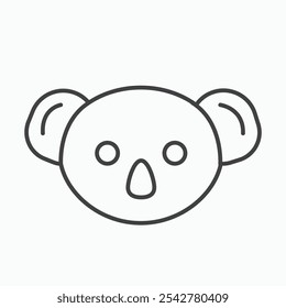 Koala head icon in black and white outlined stroke
