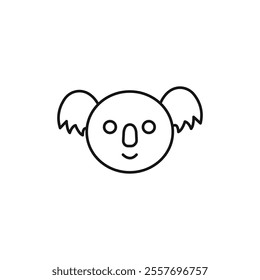 Koala head icon Isolated flat vector in outline