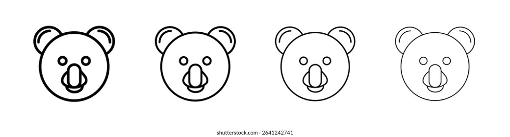 Koala head icon Outline sign symbol set