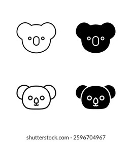 Koala head icon set color editable