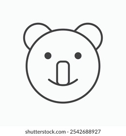 Icono de cabeza de koala en líneas negras delgadas