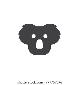 Koala head icon vector, filled flat sign, solid pictogram isolated on white. Symbol, logo illustration.