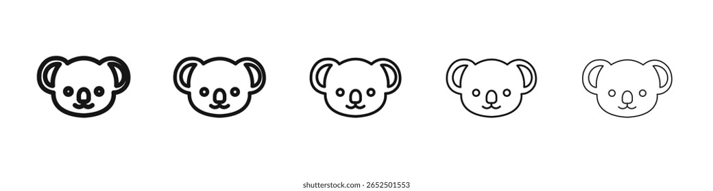 Ícone da cabeça do coala vetor conjunto de contornos sinal de ilustração